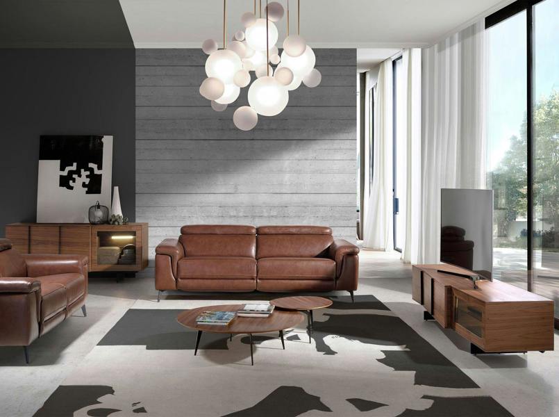 Angel Cerdá Walnut and Black Steel TV Cabinet With Interior Lighting 3219