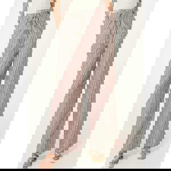 Blue Vanilla Tie Waist Stripe Wide Leg Trousers