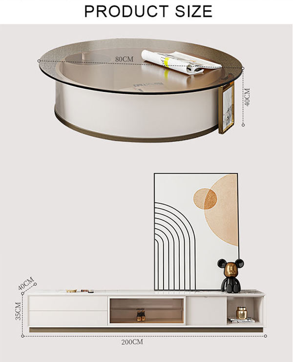 Weilai Concept Sogo Round Coffee Table, Rotatable With TV Stand