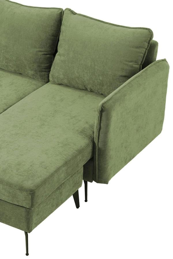 Living and Home 3-Seater Green Upholstered Corner Sectional Sofa