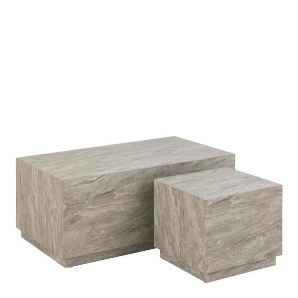 Wyld Haus Set of 2 Munkebo Grey Marble Coffee Tables
