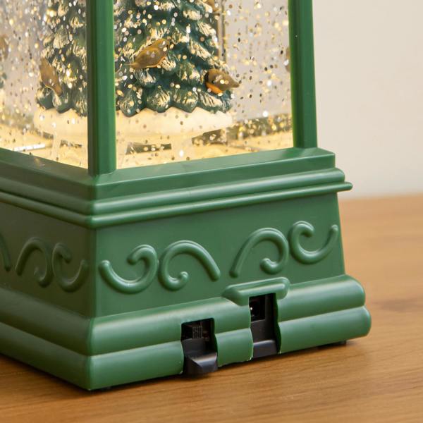 Samuel Alexander 21cm Dual Powered Green Christmas Tree Water Spinner Lantern with Warm White LED