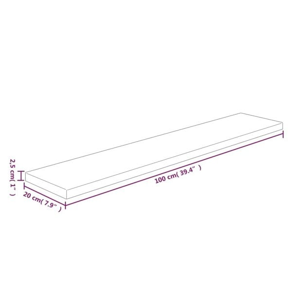 Berkfield Shelf Board 100x20x2.5 cm Untreated Solid Wood Oak
