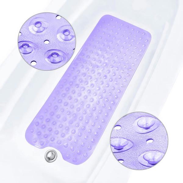 ADOV Bath Mat Non Slip, 100 x 40cm Extra Long Shower Mat with Suction Cups and Drain Holes