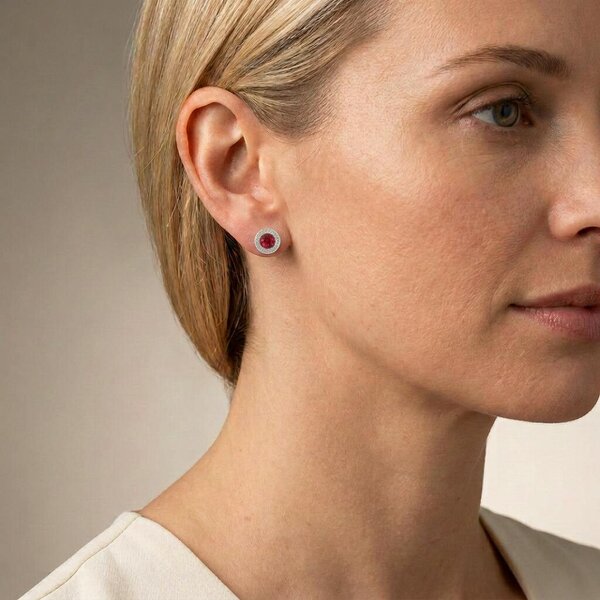 Cachet London Chikle Ruby Silver Earrings