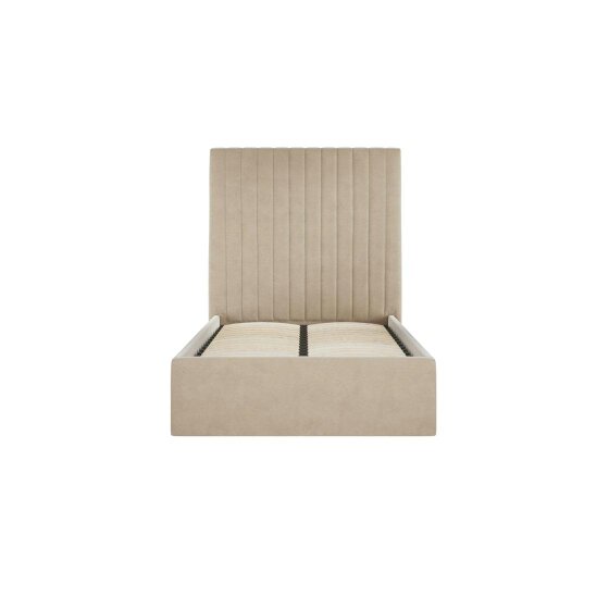 Wyld Haus Dublin Taupe Upholstered 3ft Single Ottoman Bed with Tall Ribbed Headboard