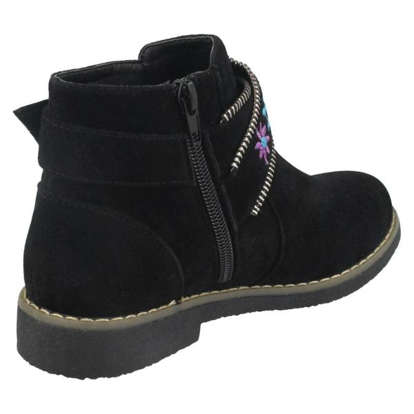 Spot On Girls Spot On Ankle Boots With Embroidered Flowers H5072