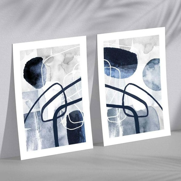 Sage Green Geometric Pineapple Fruit Set of 2 Art Prints