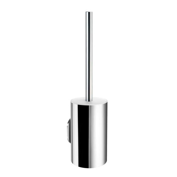 Polished chrome toilet brush and holder
