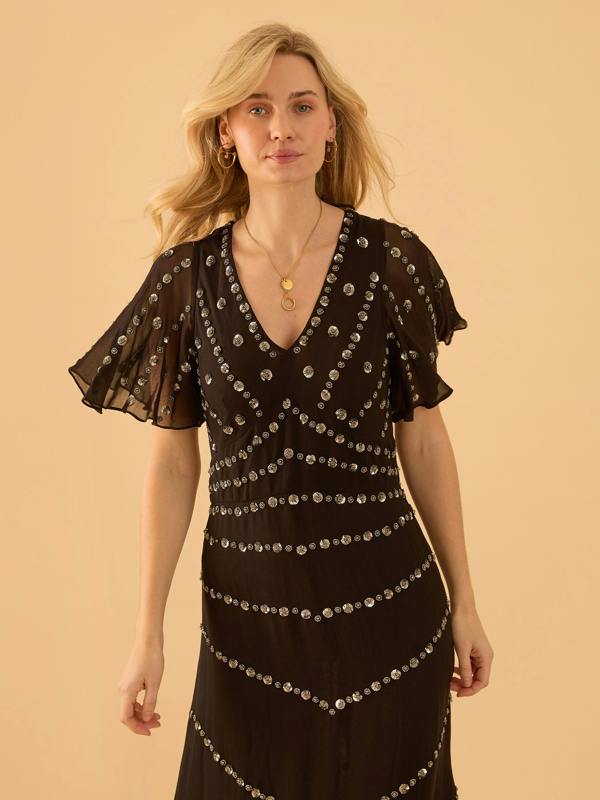 Rose & Nancy Rose Black Sequin Maxi Dress