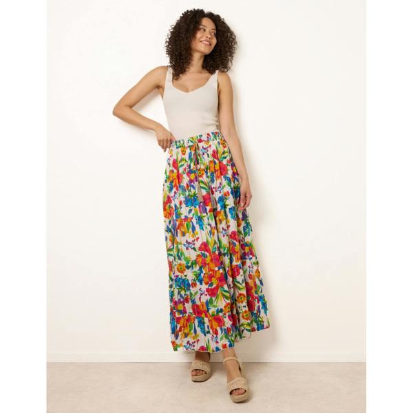 Blue Vanilla Tiered Bright Maxi Skirt