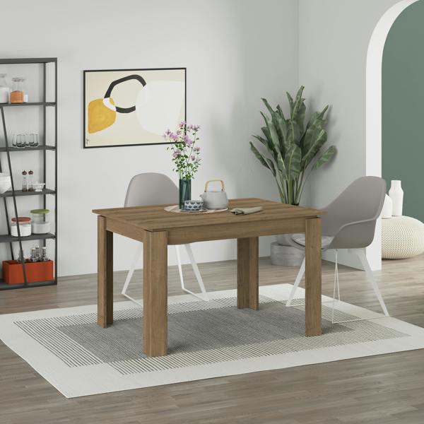 Decortie Tolmen Dining Table Rectangular Extendable Table for 4 Seater Contemporary Kitchen Table 120cm Dining Room DarkOak Effect