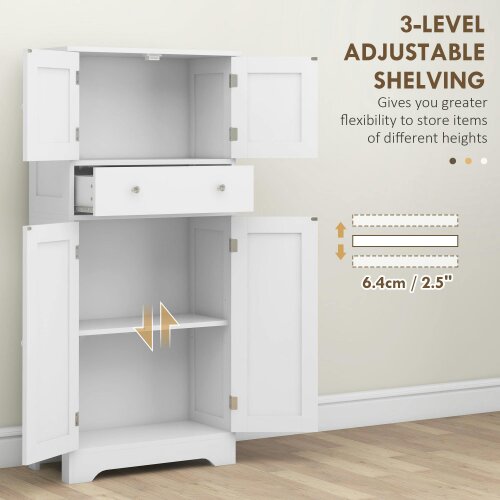 Wyld Haus Elne Vael Wooden White Freestanding Multi Storage Kitchen Cabinet