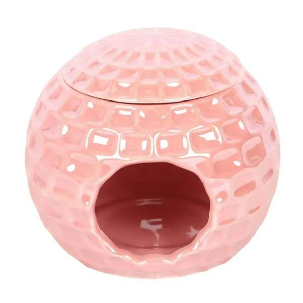 Pink disco ball oil burner with large interior opening