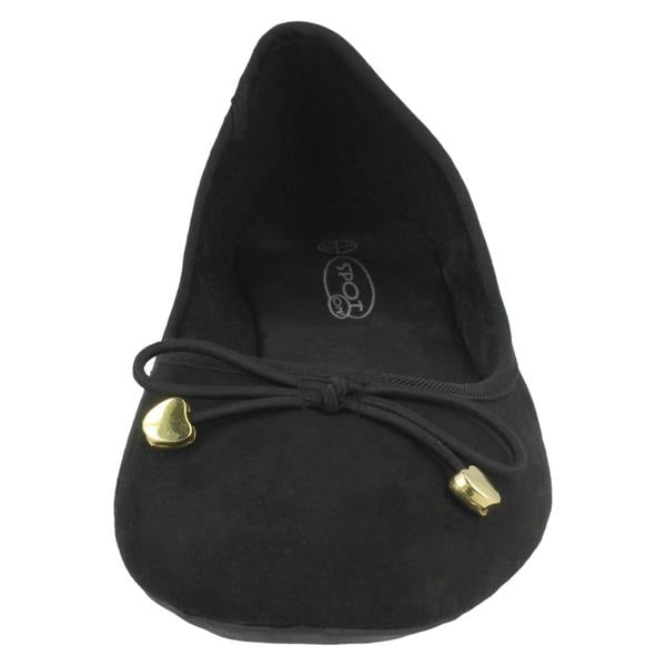 Spot On Ladies Spot On Flat Ballerina Bow Vamp Heart Charms
