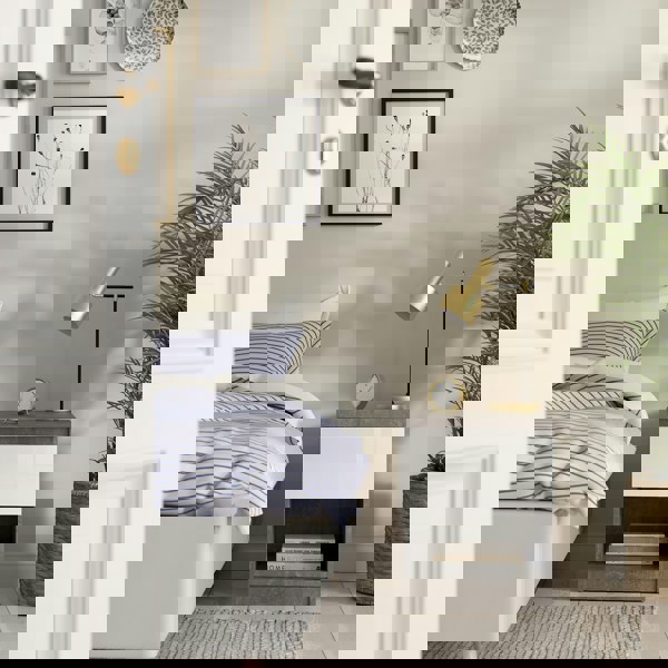 Furniture To Go Naia Bedside 1 Drawer 1 Shelf in Concrete and White High Gloss