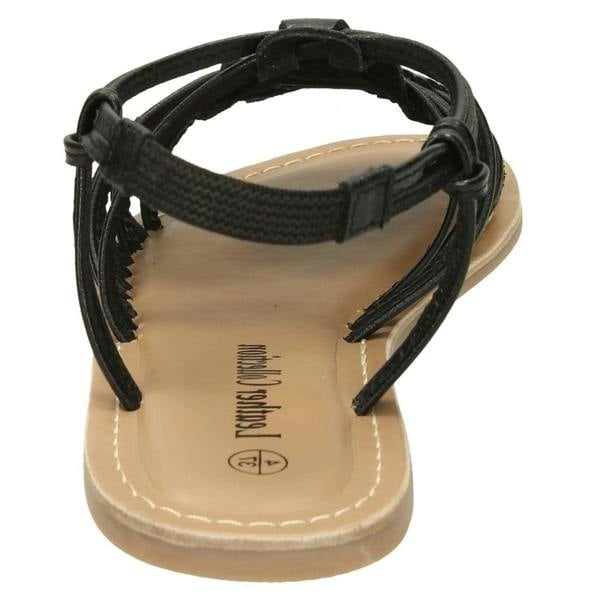 Leather Collection Ladies Leather Collection Flat Strappy Sandals F00159