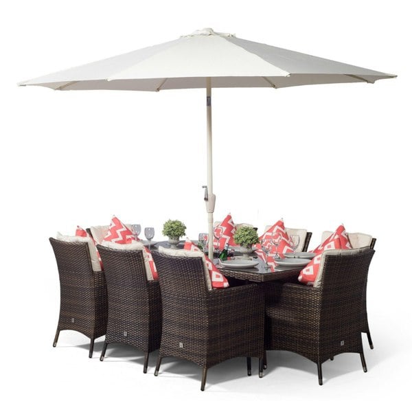 Giardino Savannah Rectangular 8 Seater Patio Dining Set with Ice Bucket Drinks Cooler