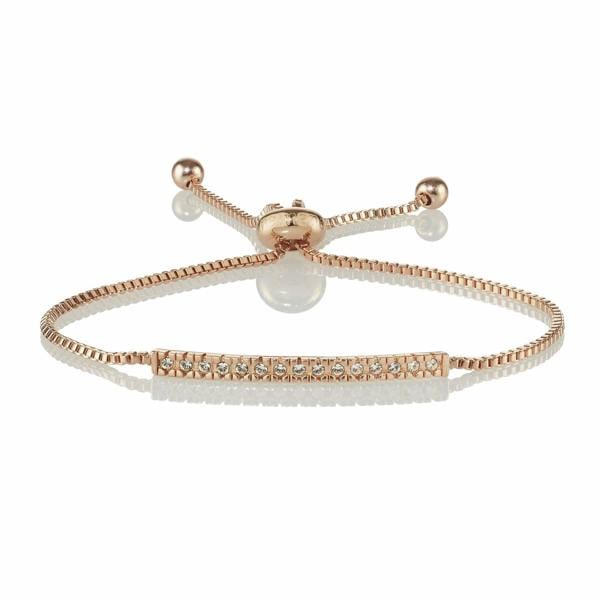 Rose Gold Swarovski Crystal Bar Bracelet - namana.london