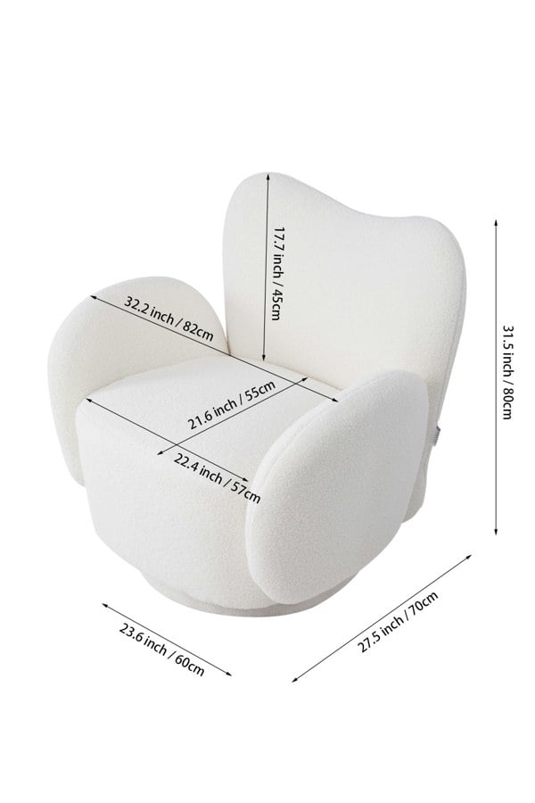 Living and Home Teddy Fur Upholstered Swivel Chair Armchair