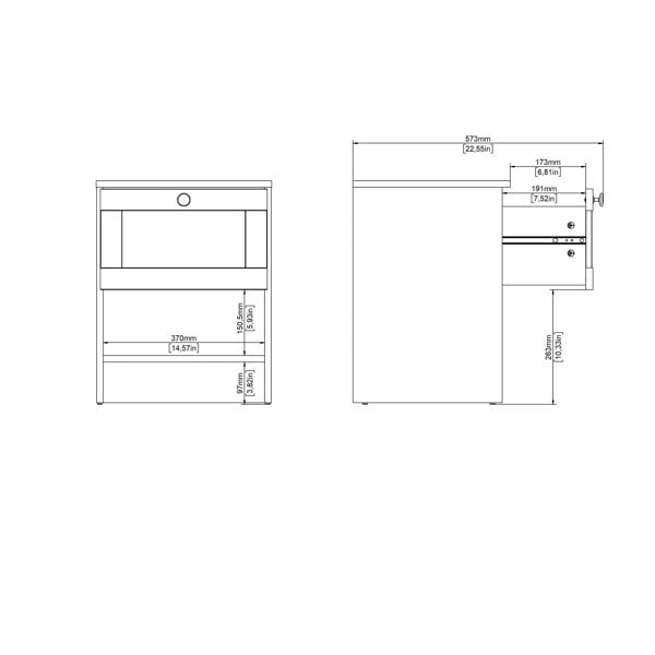 Furniture To Go Brande Nightstand with1 Frame Drawer in White