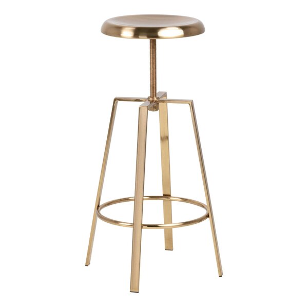 Wyld Haus Hobart Gold Brushed Steel Bar Stool With Adjustable Height
