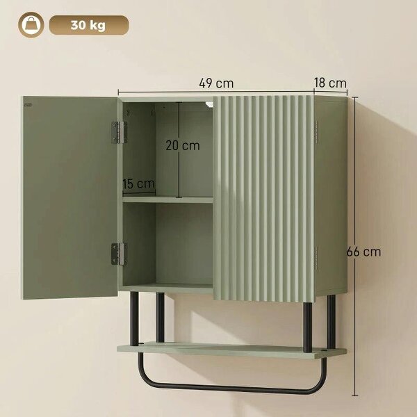 Bathroom Wall Cabinet Modern Space Saver Wall Mounted Cabinet Doors Storage Green