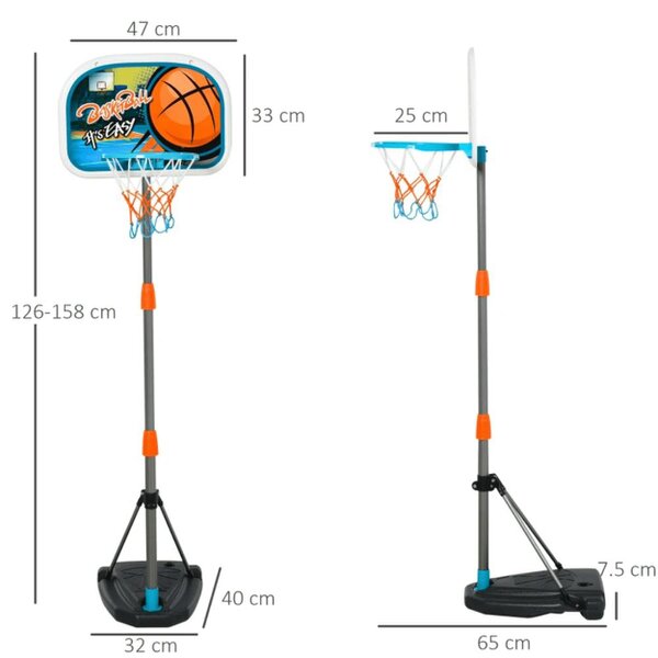 HOMCOM Kids Height Adjustable Basketball Hoop - 341-039