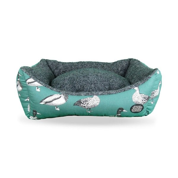 Snug and Cosy Pets Teal Duck Print Bed