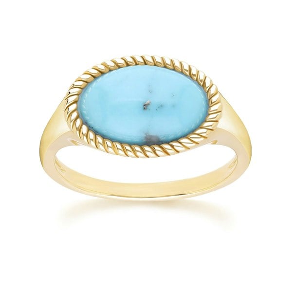 Gemondo Classic Oval Turquoise Ring in 9ct Yellow Gold
