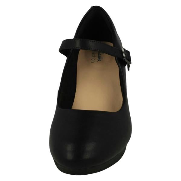 Clarks Ladies Clarks Platform Heeled Mary Jane Style Court Shoes Ambyr Shine