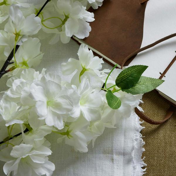 Wyld Haus Set of 3 Artificial Flowers Large White Full Cherry Blossom Stems