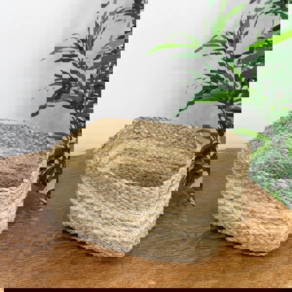 JVL Palma Natural Woven Storage Baskets for Home Organisation, Set of 3, Brown