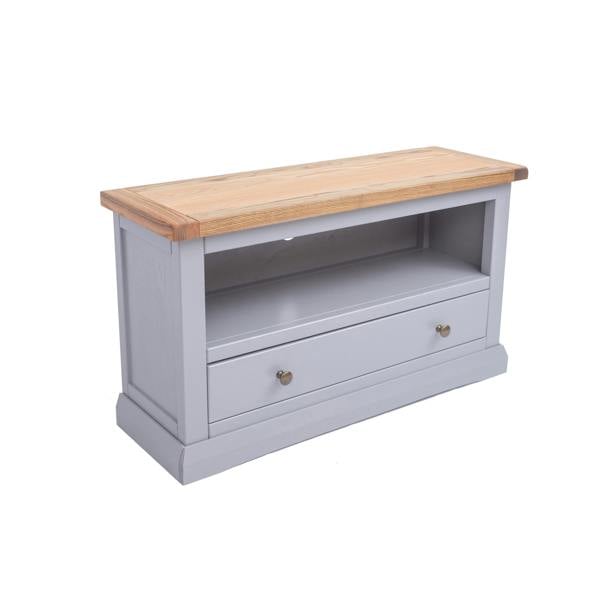 Cabinet Bits Rocca Grey 1 Drawer TV Cabinet Brass Knob