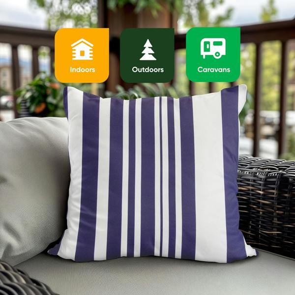 Gardenwize Pack of 2 Blue Striped Cushion Covers
