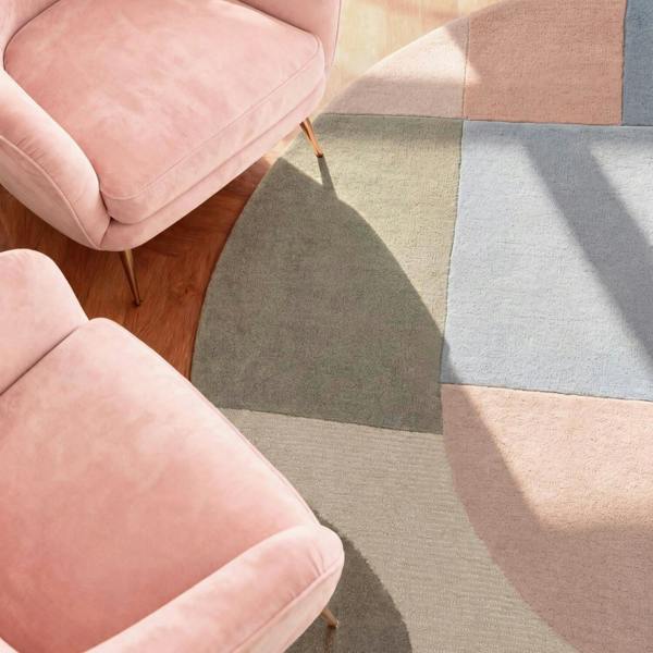 Ted Baker wool cream multicolour rug, shed-resistant, eco-friendly, sound-absorbing, hand-made rug.