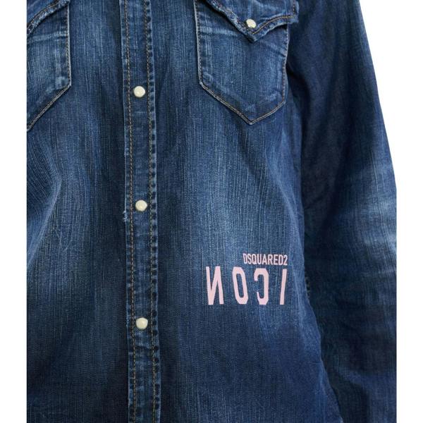 DSQUARED2 Icon Reverse Logo Western Dark Blue Denim Shirt W30
