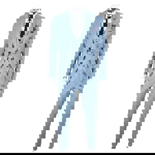 TruClothing IM32 - Men's Plain Turquoise Blue 3 Piece Suit