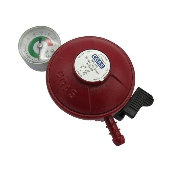37mbar Propane Gas Regulator with Gauge (27MM Clip On Calor Patio Heater)
