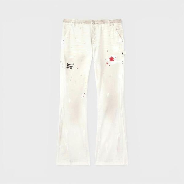 Gallery Dept. Le Bar De Music Paint-Splattered Jeans Flare Natural White Multi