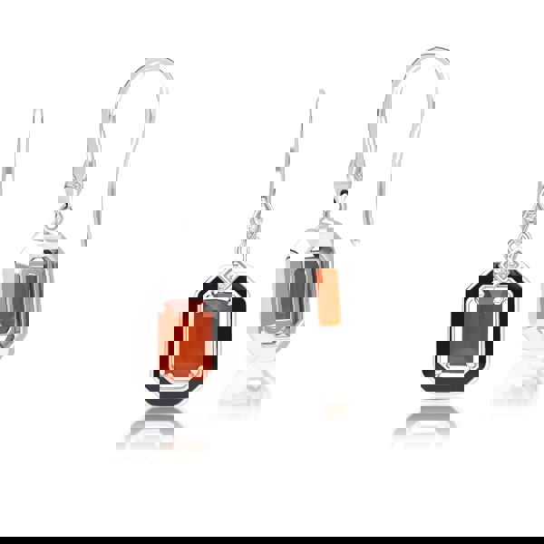 Gemondo Grand Deco Black Enamel, Carnelian & Topaz Drop Earrings in Sterling Silver