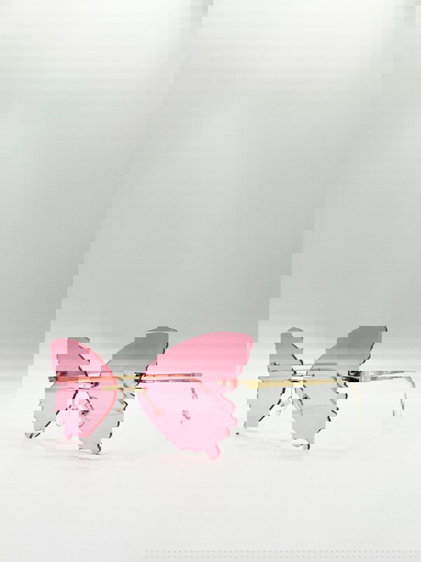SVNX Frameless pink butterfly sunglasses