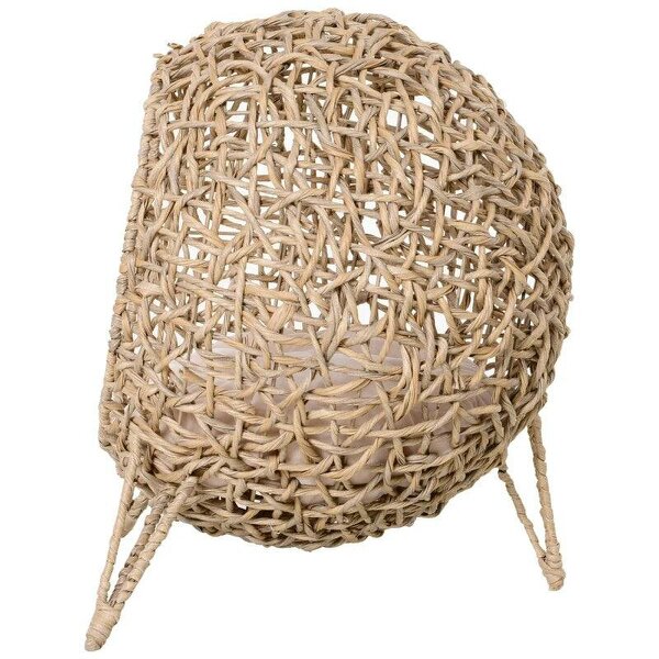 Rattan Elevated Cat Bed House Kitten Basket Ball-Shaped Pet Furniture w/ Removable Cushion - Natural
