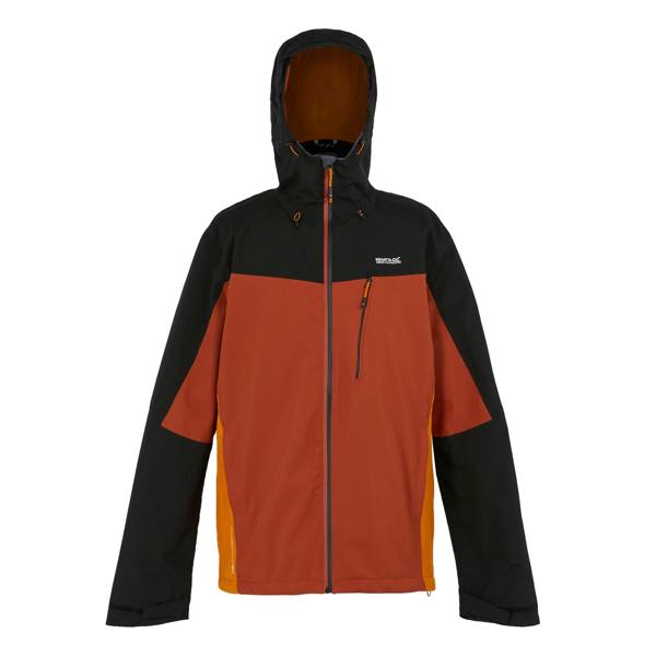 Regatta Mens Birchdale Waterproof Hooded Jacket - Red Ochre/Black - 