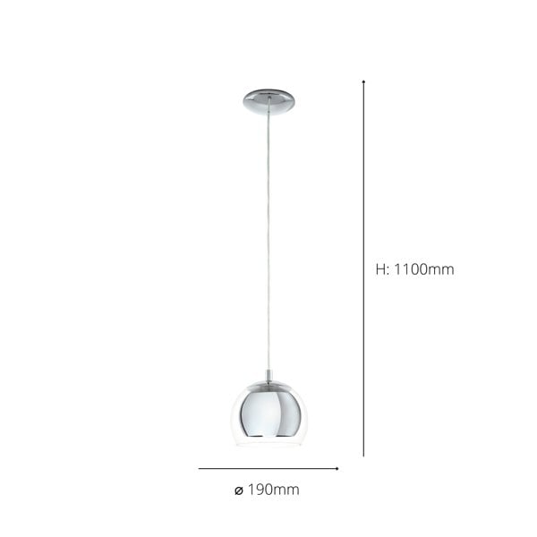 EGLO Rocamar 1-Light Chrome Hanging Pendant Light With An Outer Glass Shade