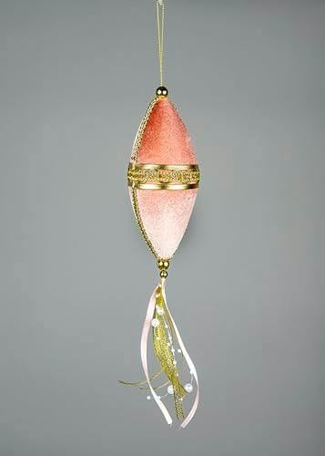 7x30cm Light Pink Oval Drop Christmas Bauble Hanging Decorations, Pack of 3 image 7