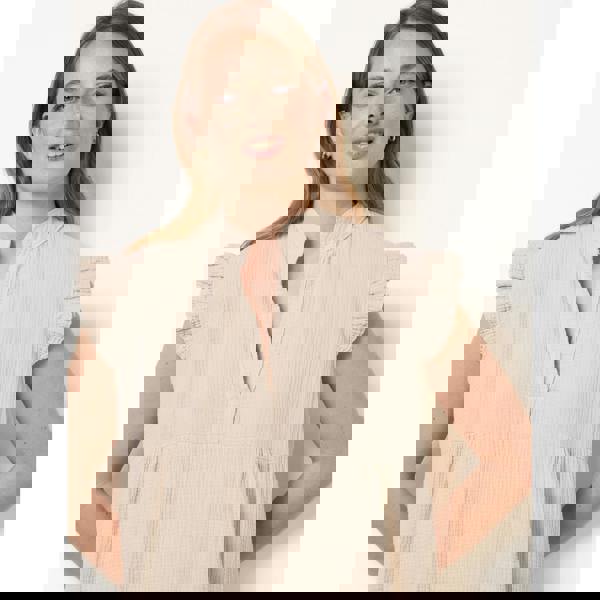 Blue Vanilla Cheesecloth Frill Sleeve Tunic