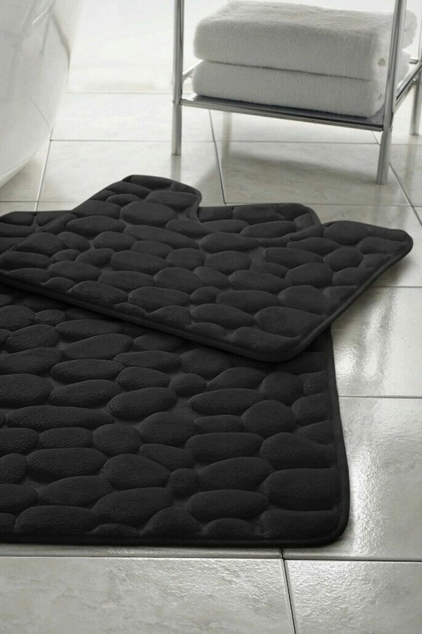 HomeSpace Direct Memory Foam Pebbles Bath Mat Set 2 Piece