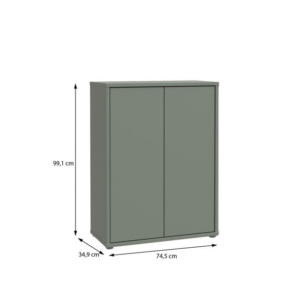 Furniture To Go Alice Springs Shoe Cabinet with 2 Doors Push-to-Open in Sage Green
