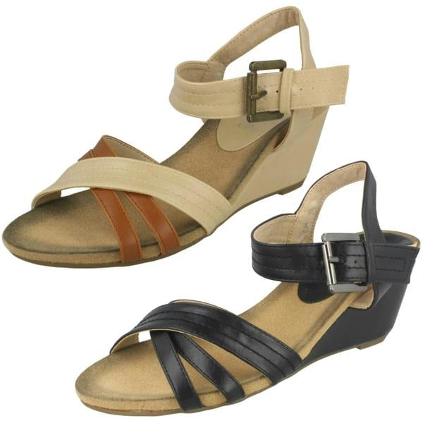 Eaze Ladies Eaze High Wedge Ankle Sandals